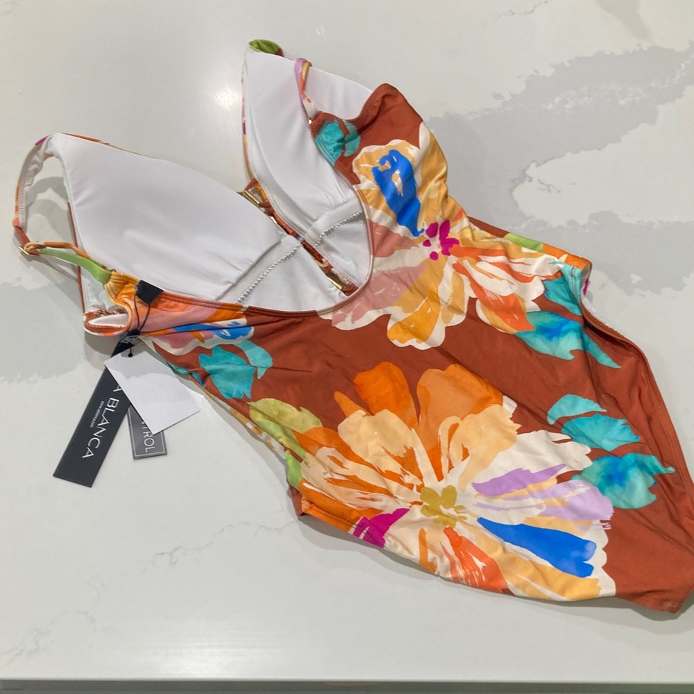La Blanca Floral One Piece Swimsuit - Brown and Multicolor - Picture 5 of 8